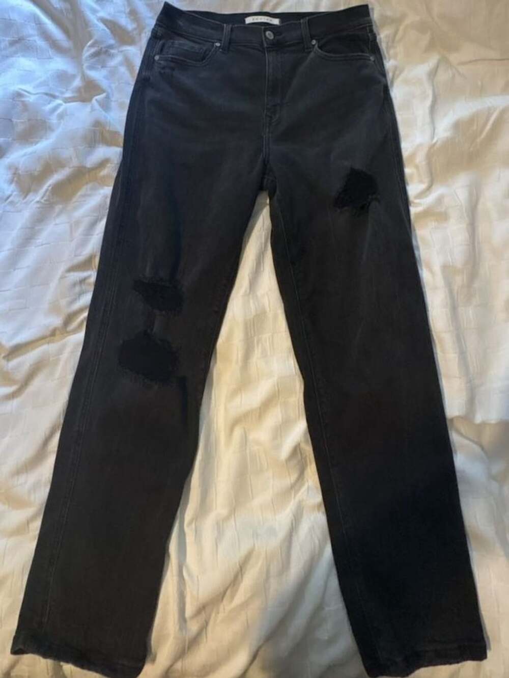 Eunina Rocky High Rise Boyfriend Jeans Size 11 Black Distressed Denim